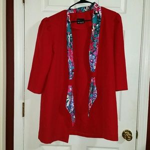 Red Overcoat w/ detailed attached scarf